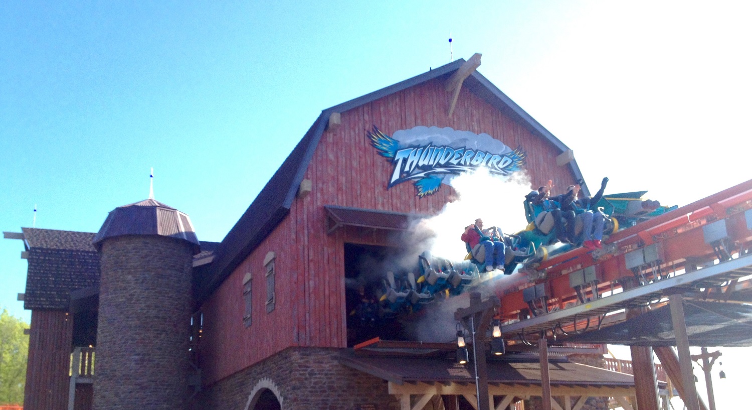 This is an image of the launch station barn and the riders are propelled forward with heart pumping force and speed.