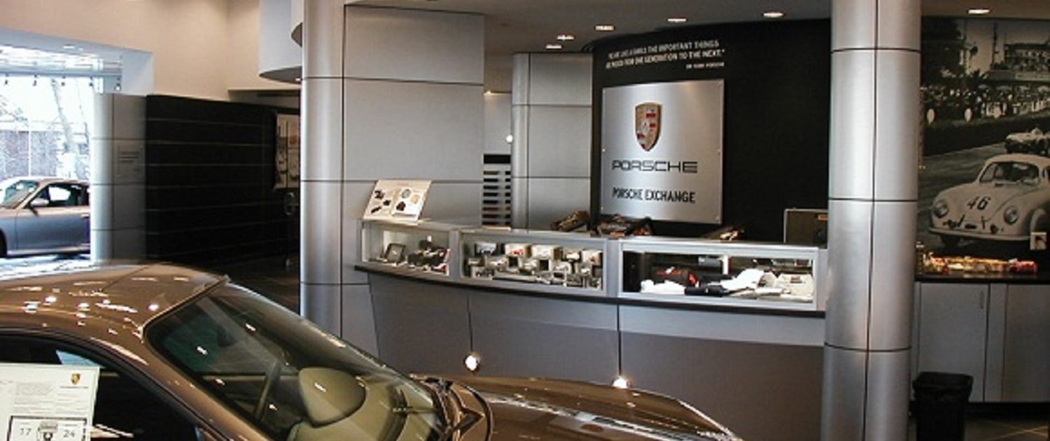 Porsche Exchange design center from which to choose options and finishes for vehicles as well as accessories. T