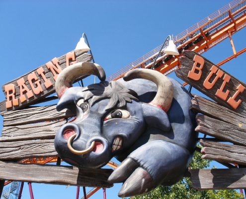 Six Flags Great America - Raging Bull sign marquee