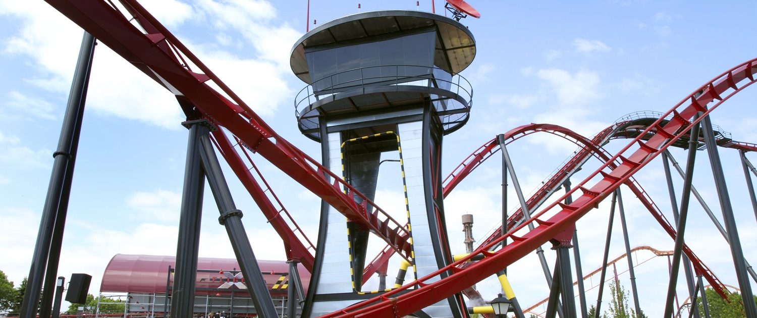 View of X Flight's control tower and loading station in the background.